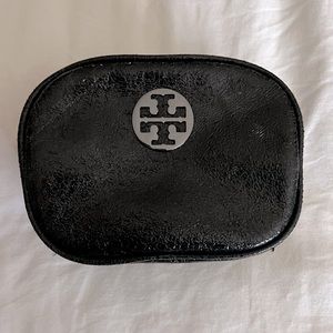 Black Metallic Tory Burch makeup bag. NWOT